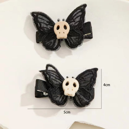 Black Lace Skull Hair Clips - Gothic Style Edgy Hair Accessories for Women