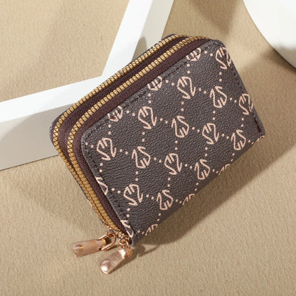 Chic Vintage Women’s Zipper Card Holder Wallet – Faux Leather Multi-Card Slots with Coin Purse, Fashion Luxury Compact Wallet