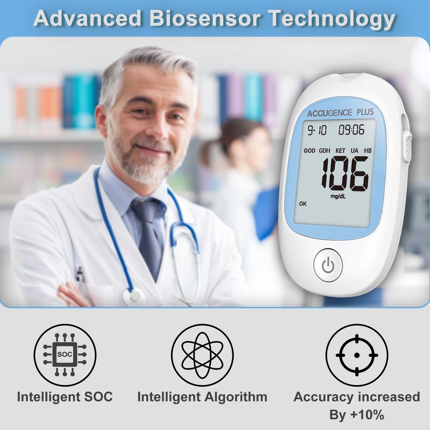 4-in-1 Multifunction Blood Monitor – Hemoglobin, Glucose, Ketone, Uric Acid Test for Diabetes, Anemia, Gout