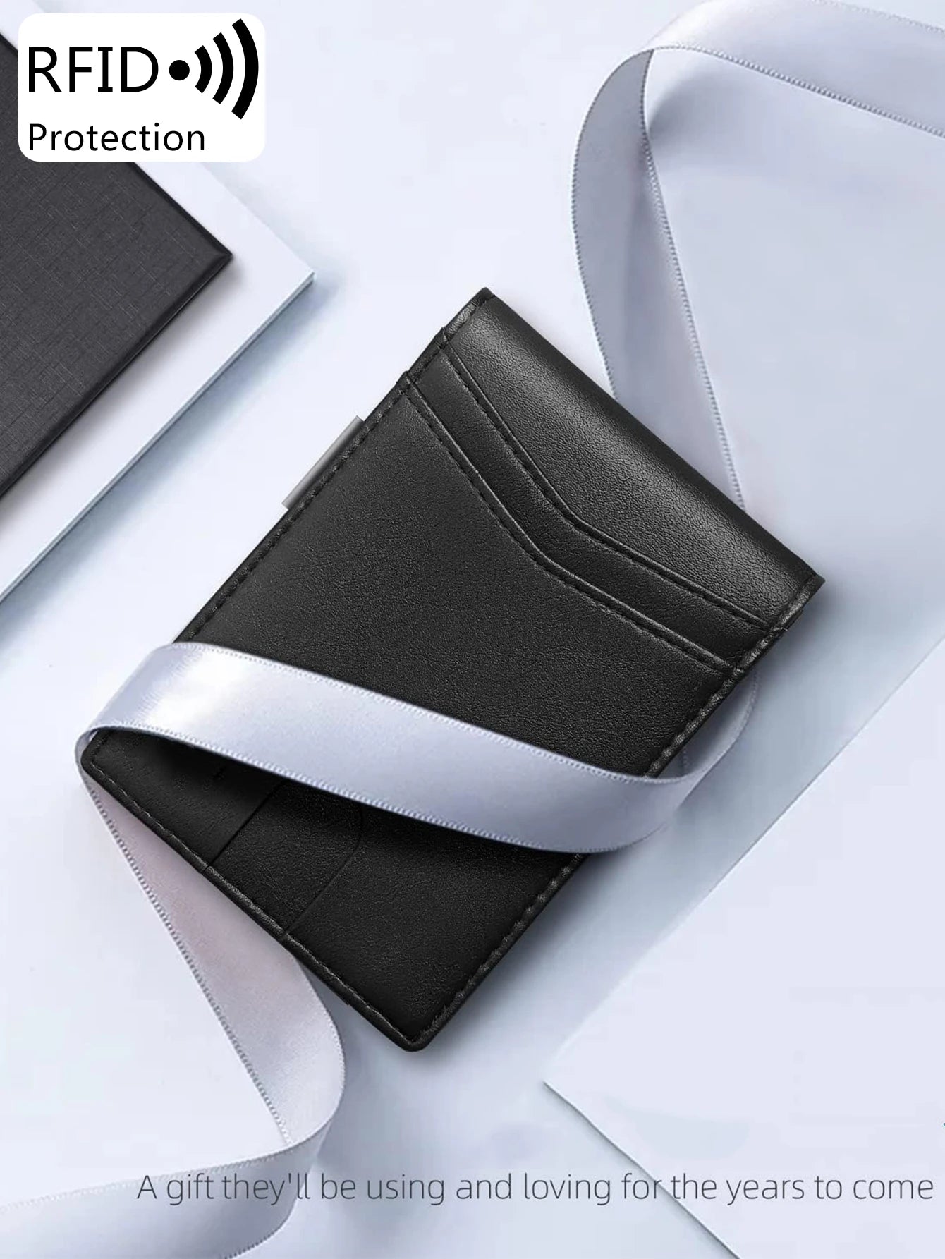Minimalist Men's RFID Blocking Wallet | Ultra-Thin 12-Card Holder | Front Pocket Bi-Fold Solid Color