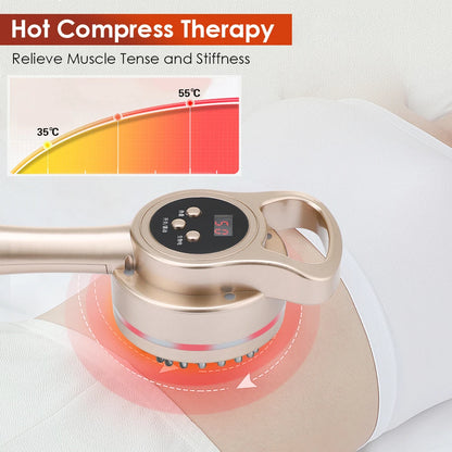Microcurrent Meridian Brush Massager for Cellulite, Lymphatic Care, Infrared Heating & Vibration Body Scraping Device