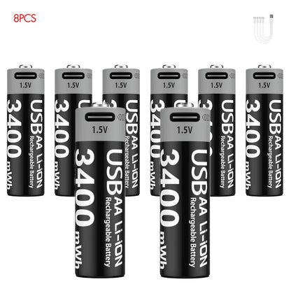 MATOV USB Rechargeable Li-ion AA 3400mWh & AAA 1100mWh 1.5V Batteries Pack