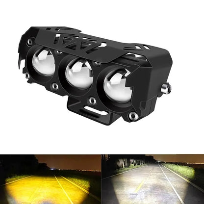 Motorcycle LED Spotlight — Dual-Color Hi/Low Beam Fog Lamp for Cars, Trucks, SUVs & UTVs, 12V/24V Mini Lens Driving Light
