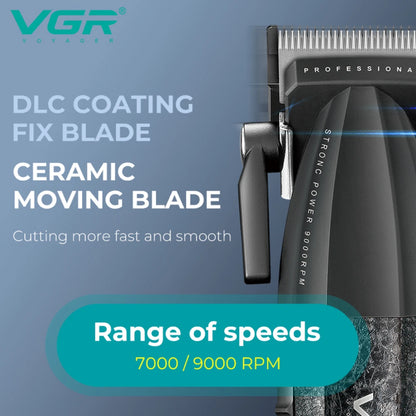 VGR V-640 Hair Trimmer – Professional Electric Hair Clipper, 9000 RPM Metal Trimmer for Men, Barber Hair Cutting Machine