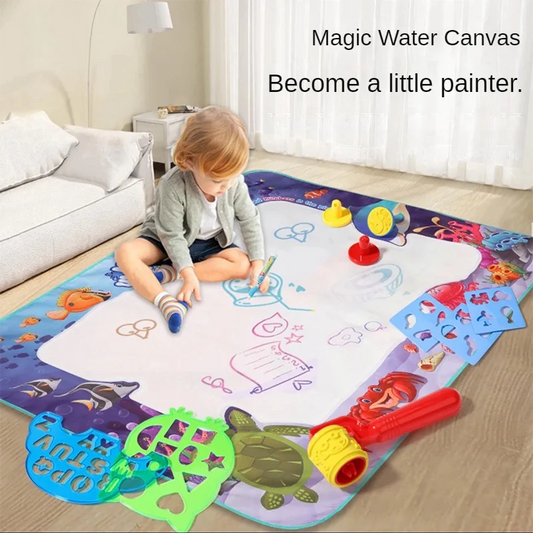Magic Water Drawing Mat - Reusable Doodle Coloring Board with Magic Pens for Kids