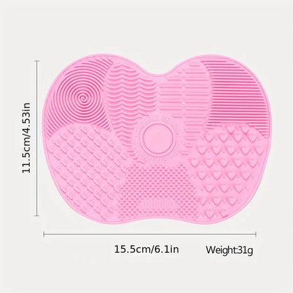 Apple-Shaped Silicone Makeup Brush Cleaner Pad - Suction Cup Cosmetic Tool Cleaning Mat