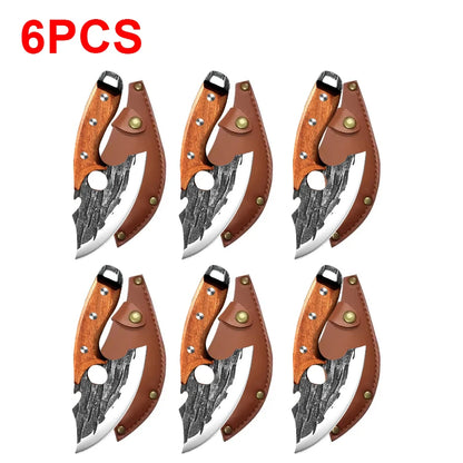 Multifunctional Stainless Steel Kitchen Knife - Forged Meat Cleaver Boning Knife with Bottle Opener and Protective Cover