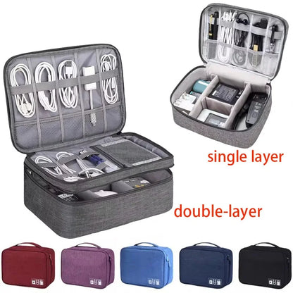 Portable Waterproof Travel Cable Organizer Bag – Digital Electronics USB Charger & Data Cord Storage