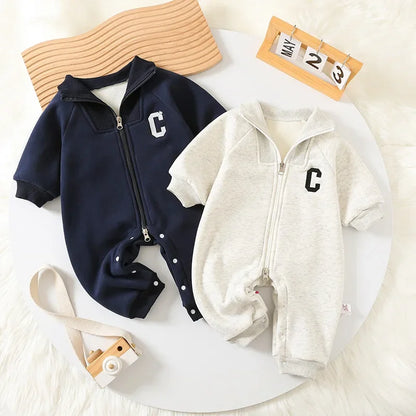 2024 Autumn Winter Baby Romper — Thick Lined Boys Jumpsuit with Fur, Toddler Outfit for Cold Weather