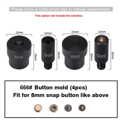 WUTA Manual Button Installation Tool – Mute Punching for Mushroom Rivets & Eyelets, DIY Hand Pressing Tool (With/Without Machine)