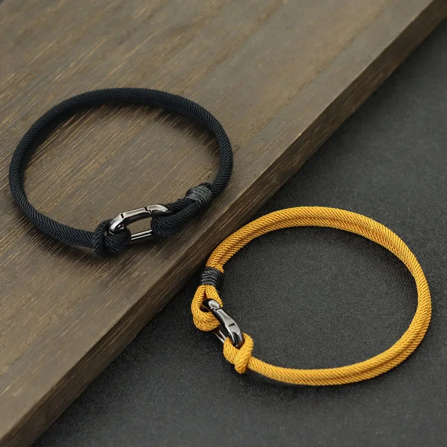 Noter Thin Thread Bracelet for Men – Handmade Braided String Charm, Outdoor Survival & Nautical Knot Pulsera