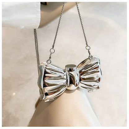 Luxury Mini Bowknot Evening Bag - Women's Chain Crossbody Handbag for Party & Wedding