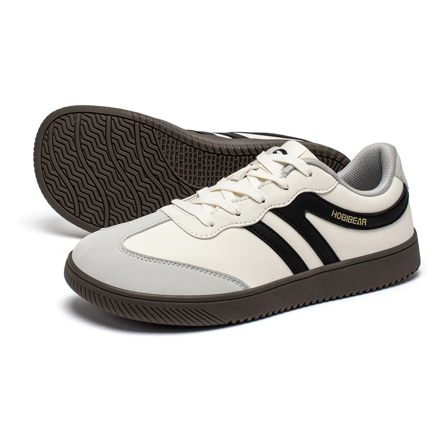 HOBIBEAR Unisex Wide Toe Sneakers – Retro Casual Lace-Up Leather Shoes for Men & Women