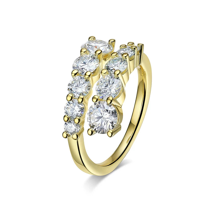 Smyoue 10-Gem Moissanite Ring for Women — Sparkling Lab-Created Diamond Wedding Band, 925 Sterling Silver Jewelry