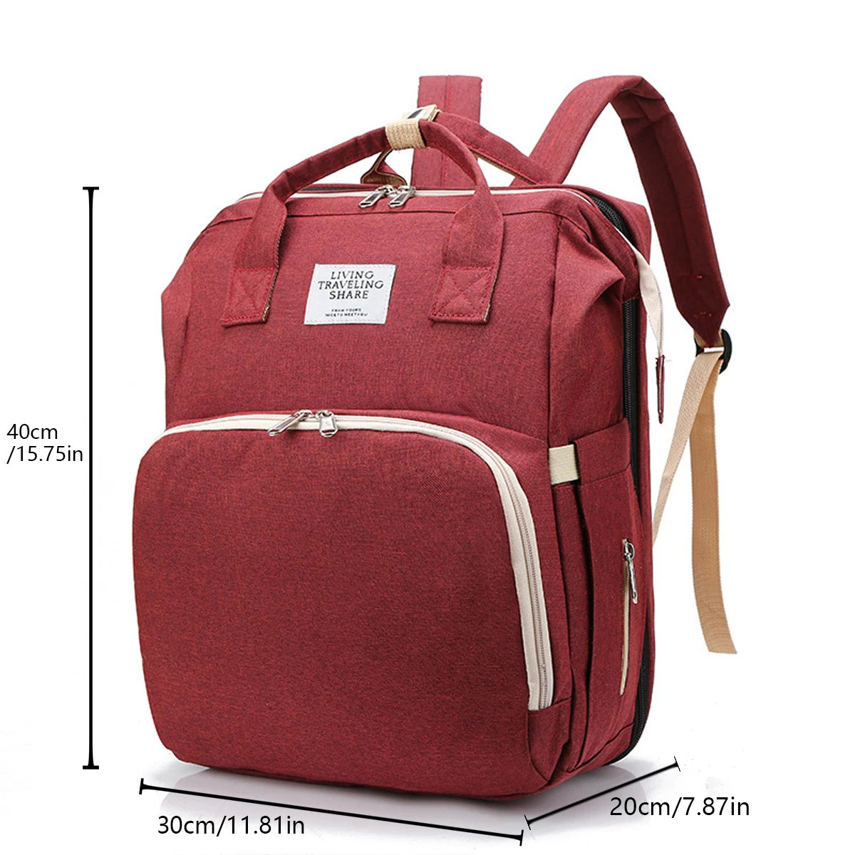 Foldable Bed Diaper Bag with Changing Station - Insulated Pocket, Large Capacity, Multifunctional Double Shoulder Mommy Bag