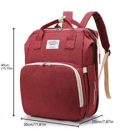 Foldable Bed Diaper Bag with Changing Station - Insulated Pocket, Large Capacity, Multifunctional Double Shoulder Mommy Bag