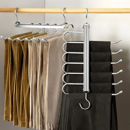6-Layer Aluminum Pants Hanger – Space-Saving Heavy-Duty Organizer for Jeans, Skirts & Trousers