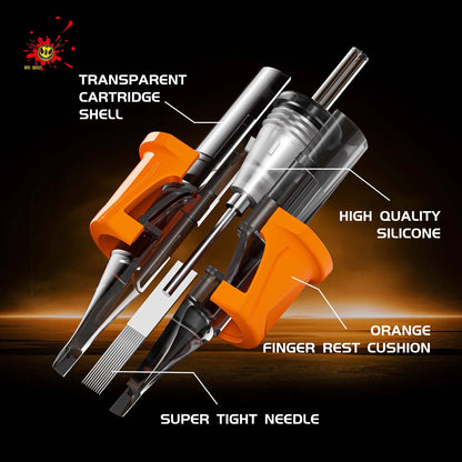 BIGWASP 50PCS Mixed Tattoo Needle Cartridges - Disposable Sterilized Safety Needles for Tattoo Machine Grip