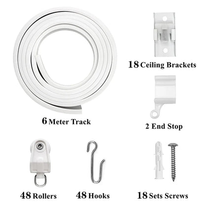 1–6M Flexible Bendable Curtain Track – Silent Ceiling Rail for Bedrooms, Bathrooms, Balconies & Room Dividers