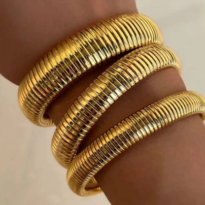 Stainless Steel Flex Snake Chain Cuff Bracelet – 18k Gold Plated Wide Bangle Fashion Jewelry for Women Gifts