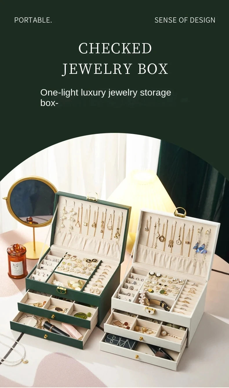 High-End Multi-Layer Jewelry Box – Large Capacity Drawer Organizer for Earrings and Accessories