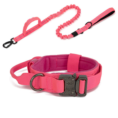 Durable Nylon Pet Dog Collar & Leash Set – Reflective Tactical Training Collar for Large Dogs