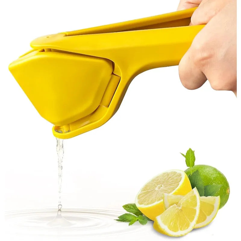 Effortless Max Juice Extraction Lemon Lime Squeezer: Easy-to-Use Flat Design with Leverage and Built-in Strainer - Yellow