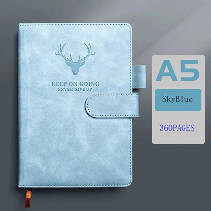 A5 Thickened Deer Head Notebook – Business PU Soft Leather Notepad with Horizontal Lines, School & Office Stationery Supplies