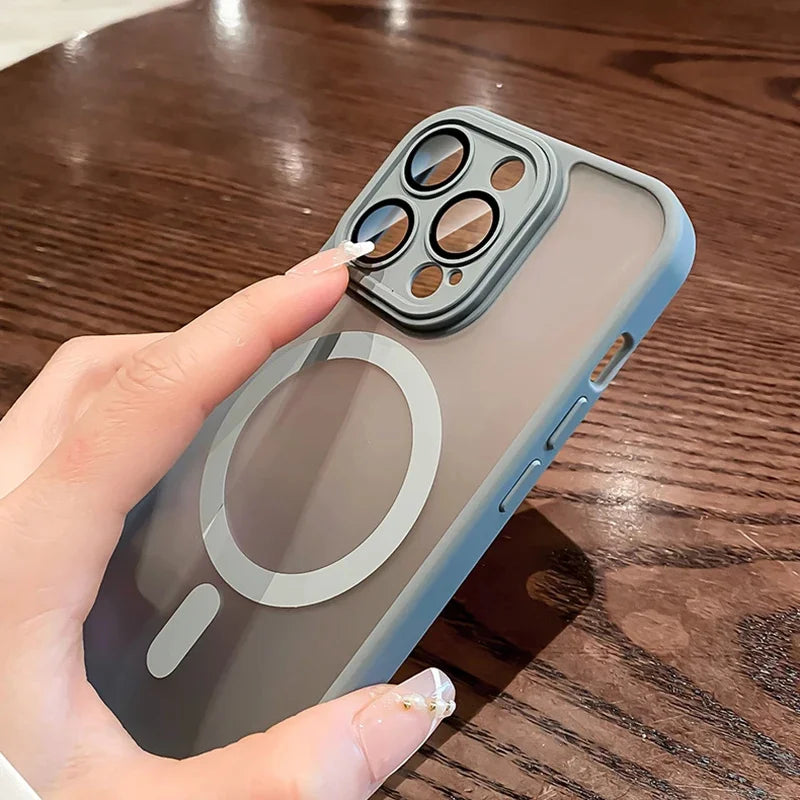 2024 Magnetic Luxury Matte Armor Case for iPhone 15 Pro Max, 14, 13, 12, 11 Pro Max | Shockproof & MagSafe Wireless Charging Compatible