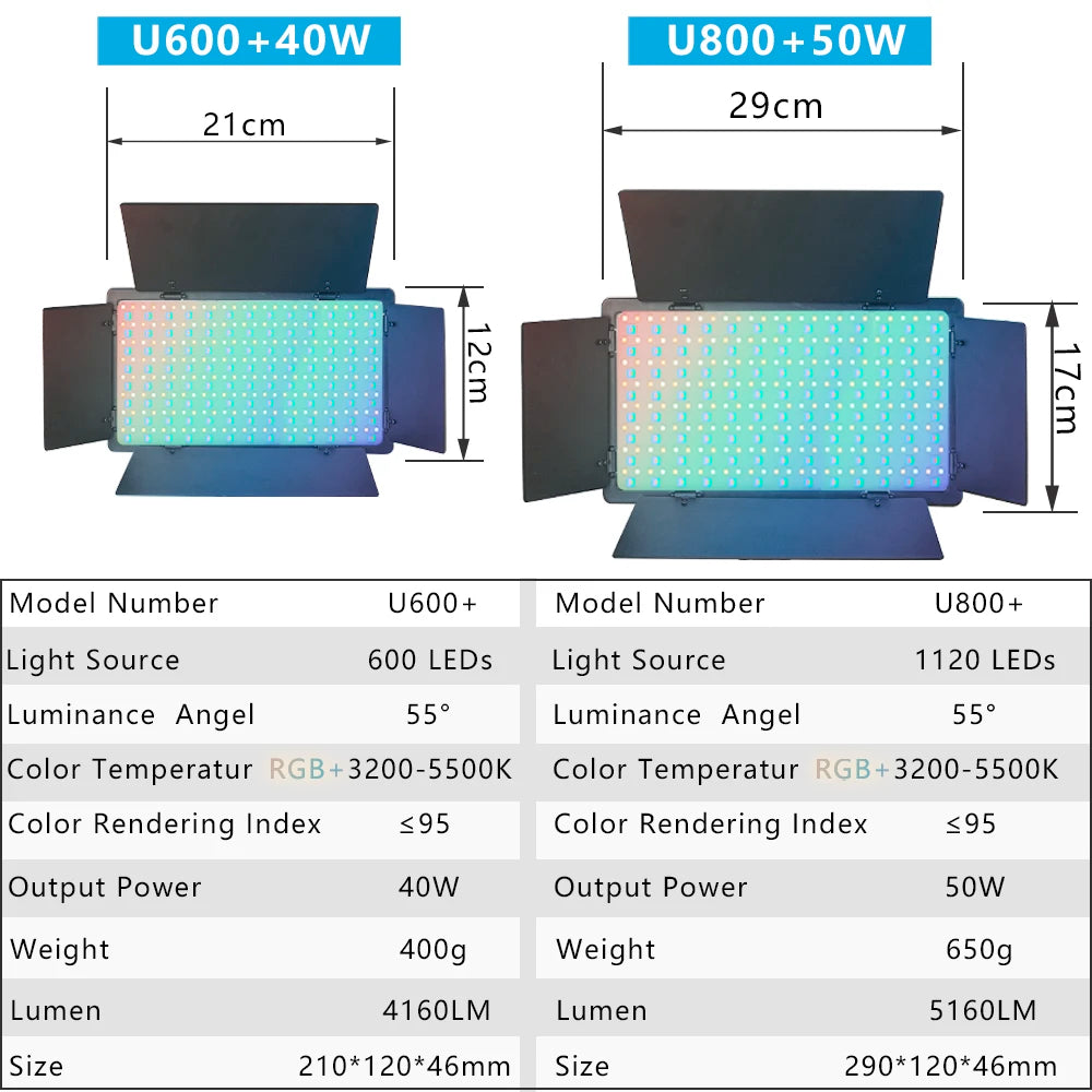 U800 RGB LED Photo Studio Light – Video Recording Panel Lamp for YouTube, TikTok & Live Streaming