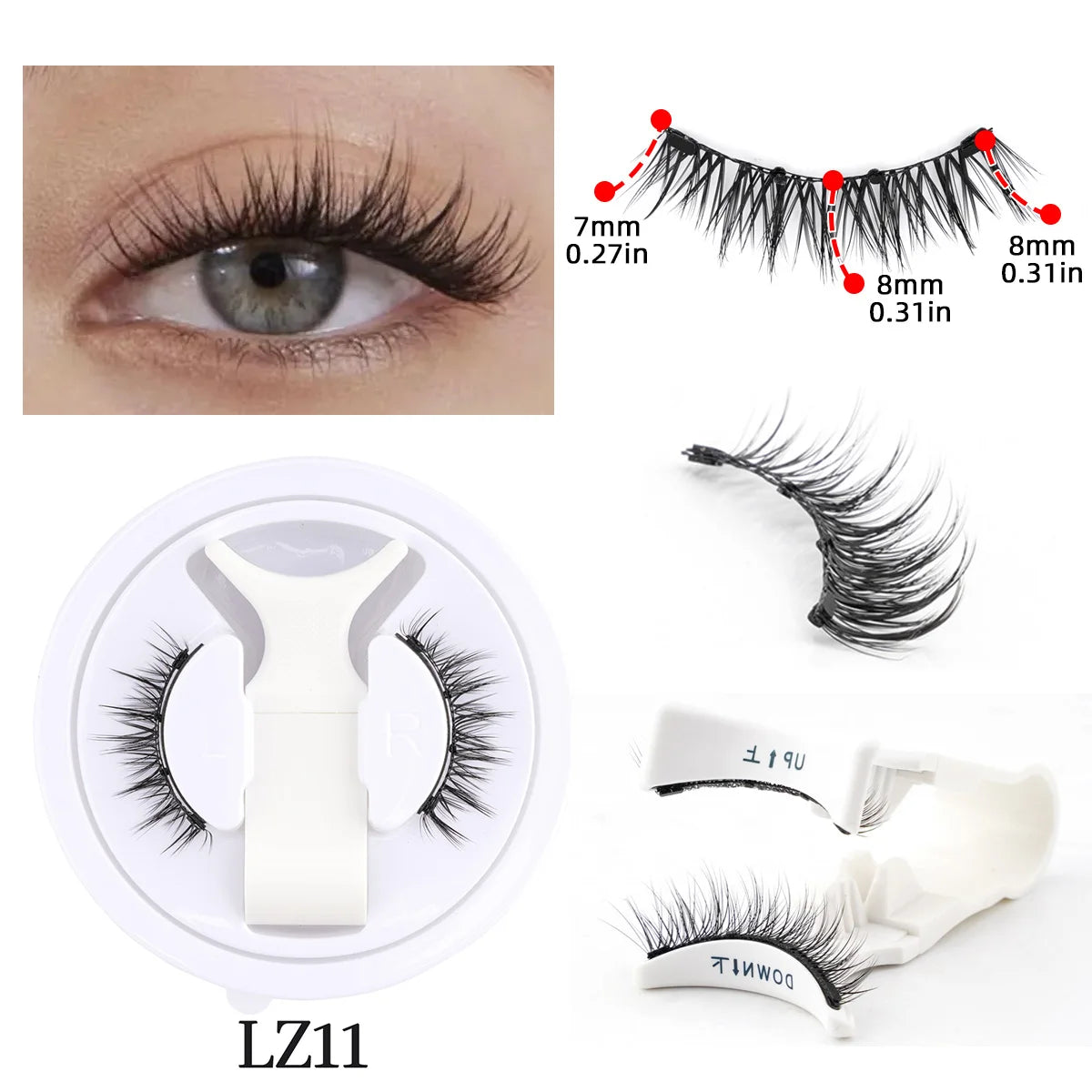 Magnetic Eyelashes Set – 3D Mink Reusable False Lashes 1/2 Pairs with Tweezers, Natural Long Makeup Kit