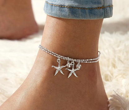 Beach Bead Anklet for Women – Retro Fashion Beaded Stone Pendant Ankle Chain Summer Beach Jewelry Boho Style Anklet for Girls