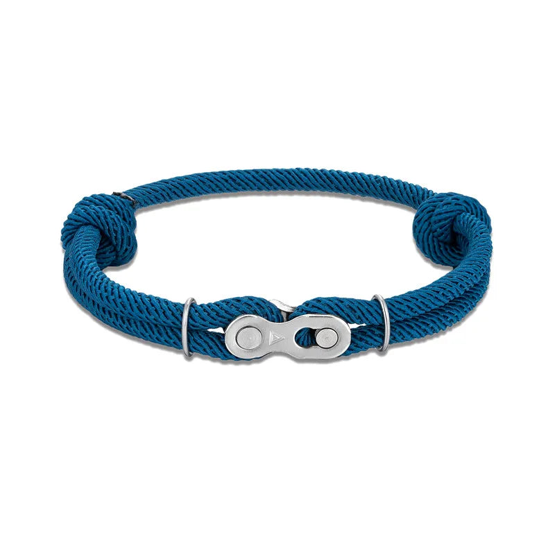 MKENDN Bicycle Chain Bracelet - Adjustable Punk Rock Nautical Rope Wristband with Magic Buckle