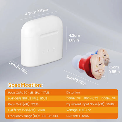 Rechargeable Invisible Hearing Aids for Elderly – Mini Wireless ITE Sound Amplifier Listening Device
