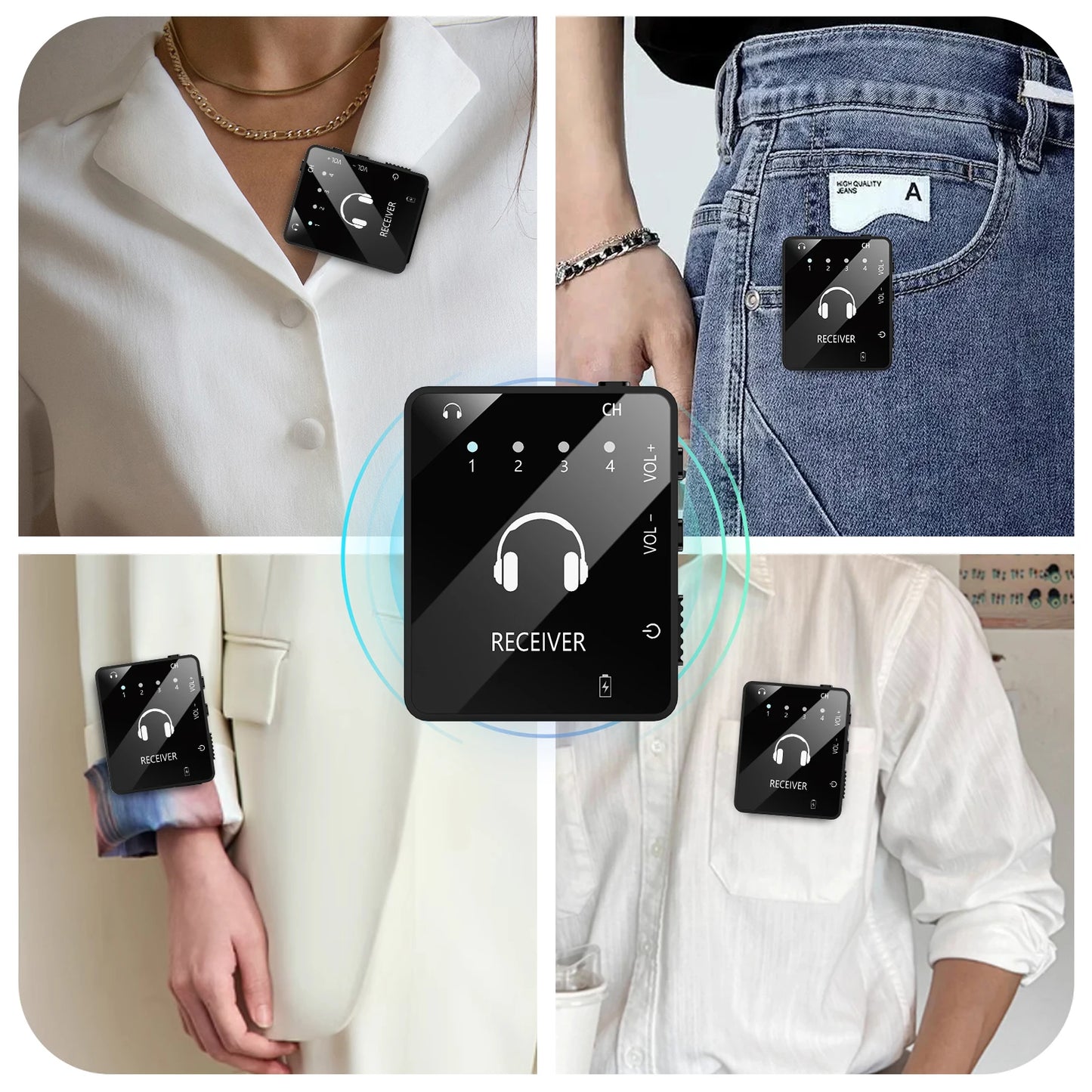 Wireless IEM In-Ear Monitoring System - Transmitter & Lavalier Receiver for Band Rehearsals