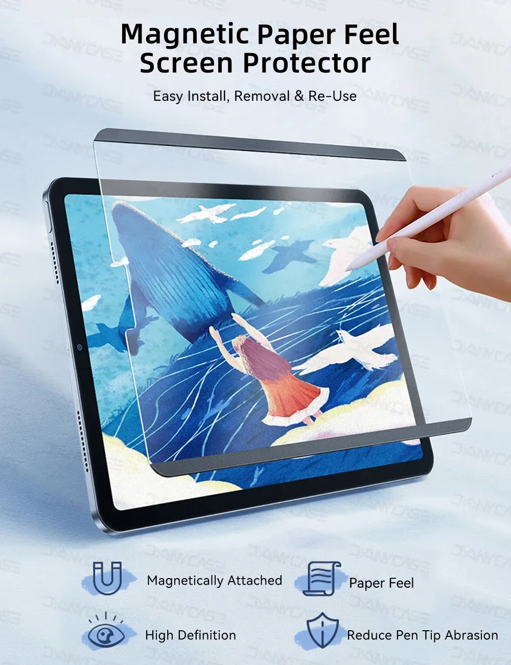 Paperfeel Magnetic Screen Protector for iPad Air & Pro 11/13 (2024 M2/M4) – Compatible with iPad 10th, 9.7, 10.2, 10.5, Mini 4/5/6, 5th–9th Gen