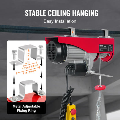 VEVOR 200–800kg Electric Hoist – Cable Winch Lifting Crane with Wired/Wireless Remote for Boat, Car, Garage & Elevator