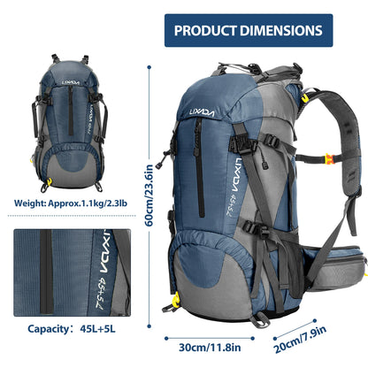 50L Waterproof Hiking Camping Backpack – Outdoor Travel Climbing Trekking Bag with Rain Cover