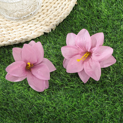 Simulated Orchid Flower Hairpins – White & Pink Hair Clips for Women, Summer Travel Seaside Fashion Headwear