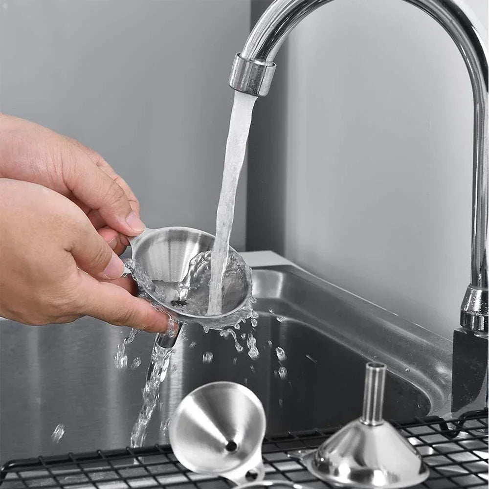 Stainless Steel Kitchen Funnel Set - Food-Grade Metal Funnels for Bottles, Spices & Oils