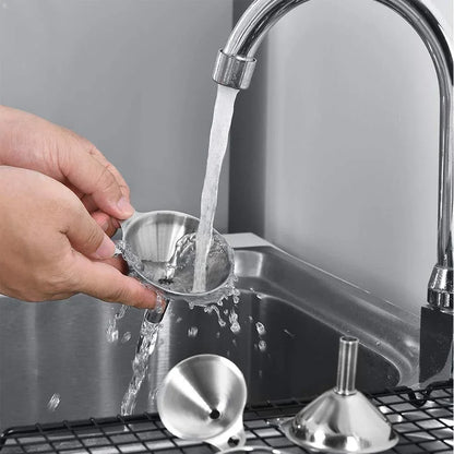 Stainless Steel Kitchen Funnel Set - Food-Grade Metal Funnels for Bottles, Spices & Oils