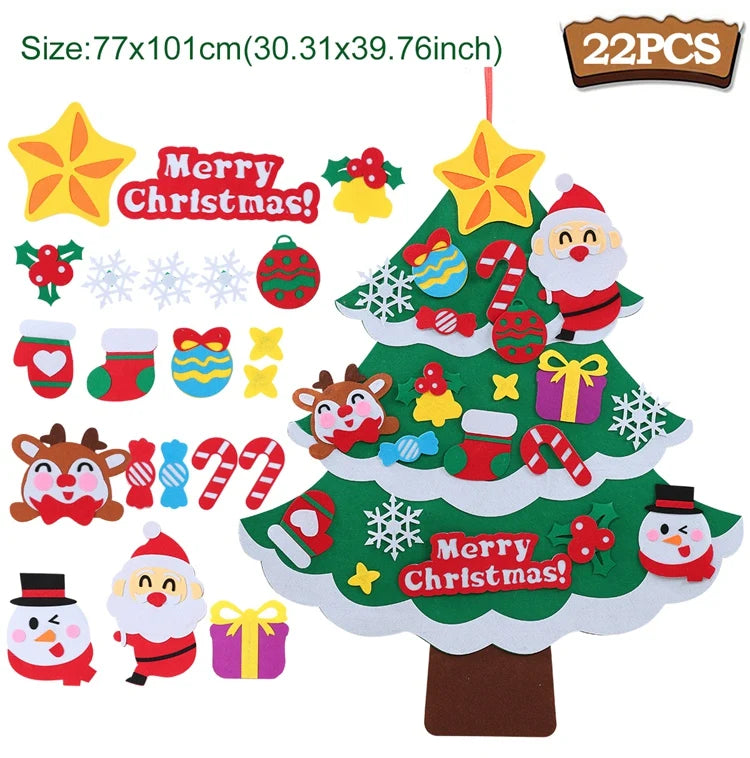 DIY Felt Christmas Tree Decoration – Xmas Ornament for Home Navidad Noel 2025 Santa Claus Kids Gift