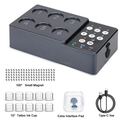 Tattoo Ink Vortex Mixer — Wireless Magnetic Anti-Sedimentation Pigment Stirrer with 100pcs Ink Cups