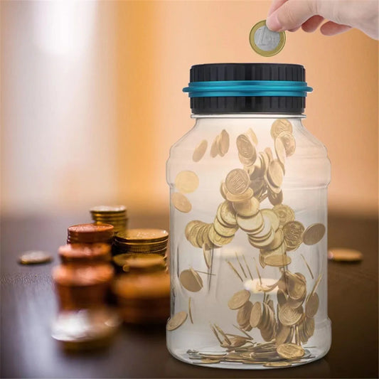 Electronic Piggy Bank with LCD Counter – Digital Coin Counting Money Jar for USD & Euro, Savings Gift Box