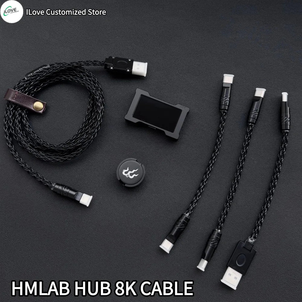 8K Gaming Keyboard USB-C Cable – Single-Crystal Copper Magnetic LED Cable for Esports Hubs and HMLAB Hubs