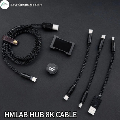 8K Gaming Keyboard USB-C Cable – Single-Crystal Copper Magnetic LED Cable for Esports Hubs and HMLAB Hubs