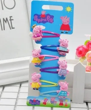 Peppa Pig Hairpins & Hair Rope Set – Kawaii Peppa Pig & George Bb Clips for Girls, Children’s Accessories for Students