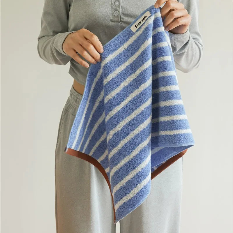 Autumn Winter Striped Cotton Bath Towel – Soft Plush Absorbent Washcloth for Bathroom Use, Unisex Home Spa & Hotel Towel