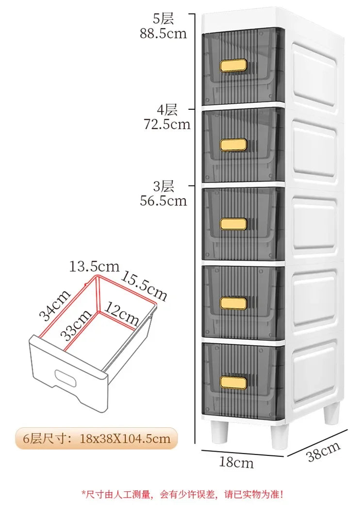 Transparent Bathroom Storage Cabinet – Luxury Visible Light Floor-Mounted Dustproof Narrow Organizer