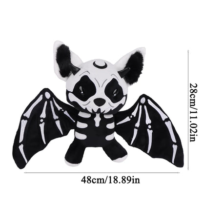 28cm Halloween Two-Tone Skeleton Bat Plush Toy – Cute Stuffed Animal Doll for Home Decor & Holiday Gift